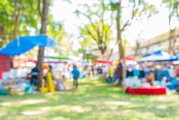 day market blur background with bokeh image .